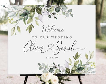 CHLOE - Signo de boda editable, Signo de bienvenida de boda imprimible, Signo de bienvenida de vegetación, Signo de eucalipto de boda, Plantilla de boda, IMPRIMIR