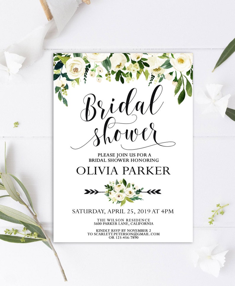 Editable Template Bridal Shower Invitation Floral Bridal Shower Invitation BC-S01 Bridal Shower Invitation