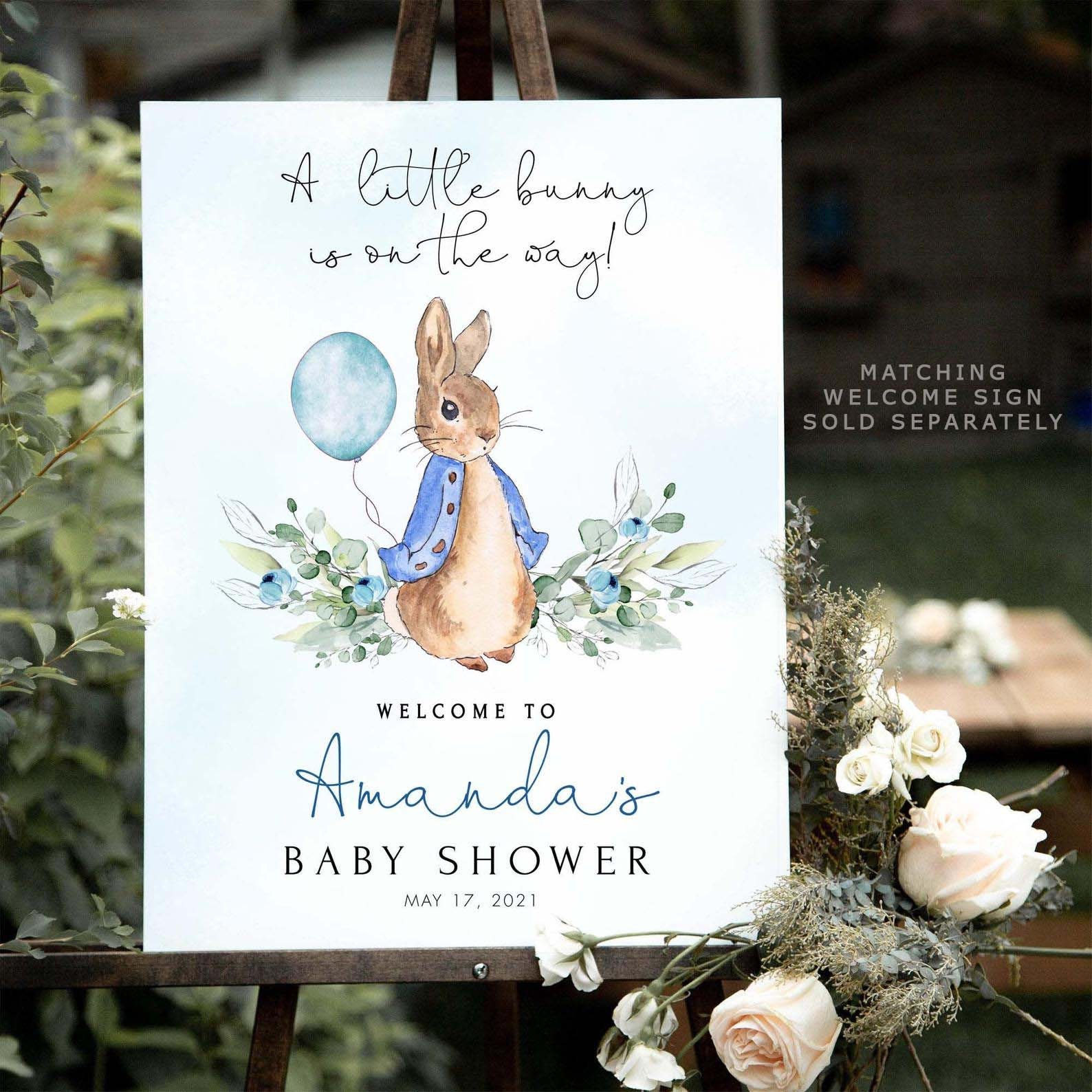 Blue Peter Rabbit Baby Shower Invitation