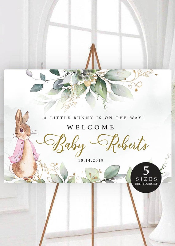 Peter Rabbit Baby Shower Welcome Sign