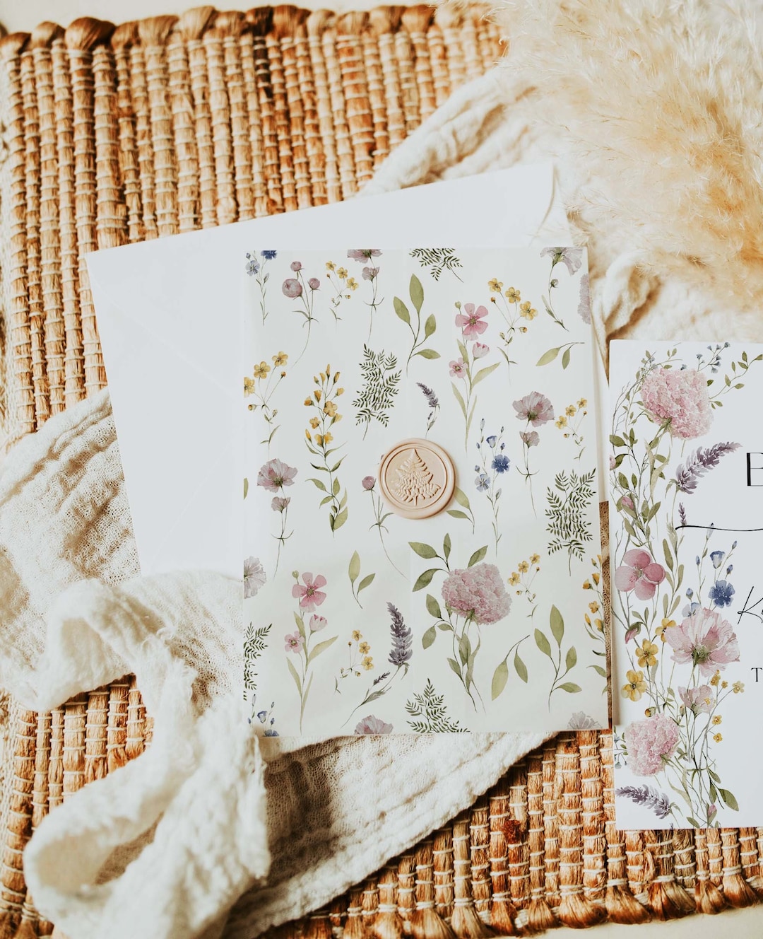 Wildflower Printable Vellum Wrap, Editable Vellum Jacket Template, DIY ...