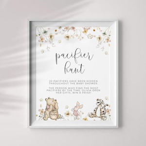 Cartello del gioco della caccia al ciuccio di Winnie The Pooh, gioco della caccia al ciuccio MODIFICABILE, decorazioni per cartelli per feste, genere neutro 8x10 Jpeg Pdf #WTPG