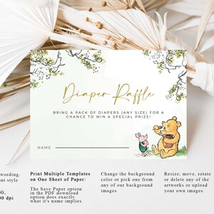 Classic Winnie the Pooh Diaper Raffle, Baby Shower Diaper Raffle ...
