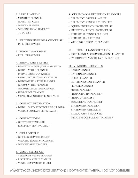 Wedding Planner Printable Wedding Planning Book Printable Etsy