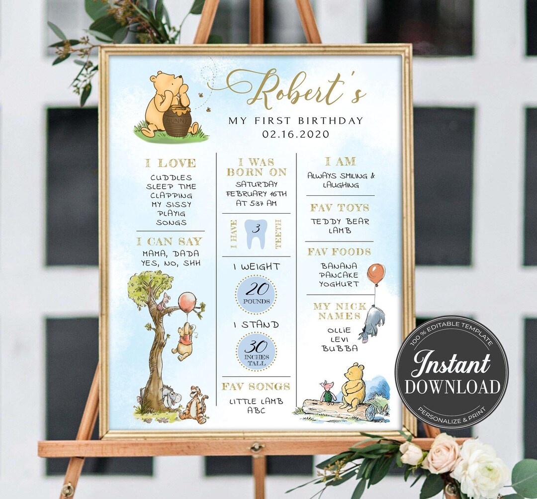 Winnie the Pooh Milestone Board Milestone Sign Printable - Etsy Canada