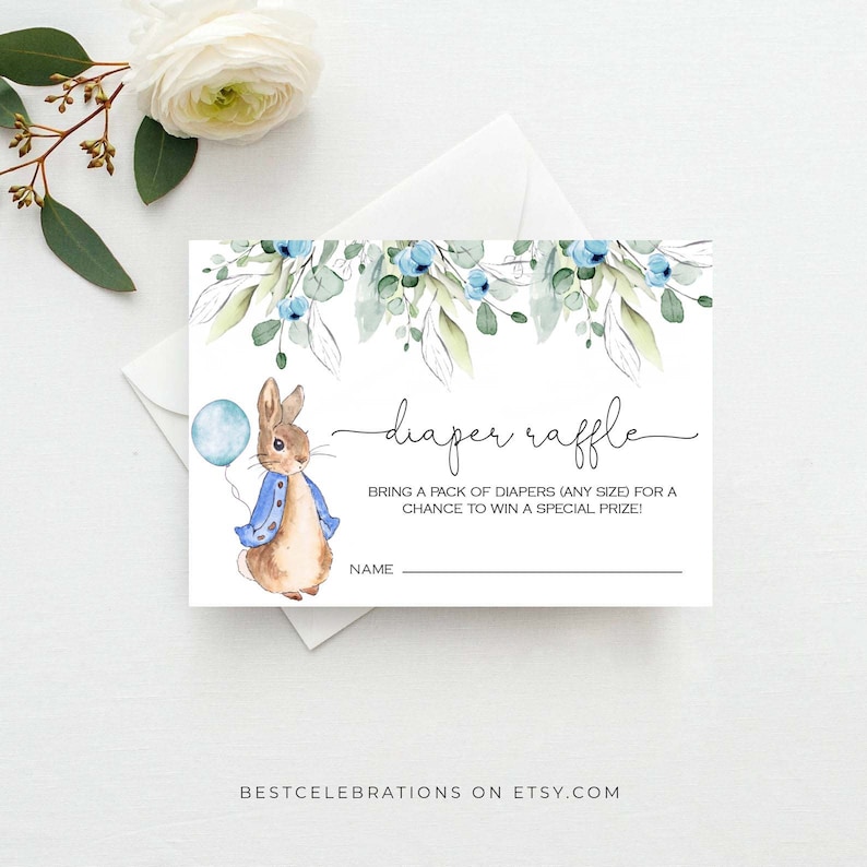 Blue Peter Rabbit Diaper Raffle Peter Rabbit Printable Peter - Etsy