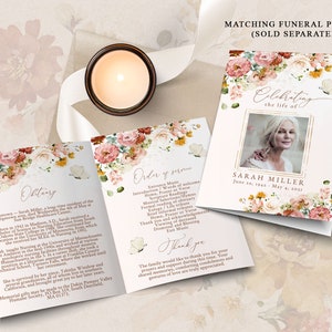 Editable Funeral Bookmark Template Garden Flowers, Celebration of Life Bookmark, Funeral Keepsake Cards, Memorial Card Remembrance FNRL image 2