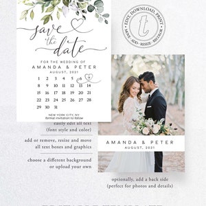 CHLOE Collection Eucalyptus Wedding Template Kit, Greenery Wedding Stationery Bundle, Wedding Invitation Set, Invitation Template Set image 3