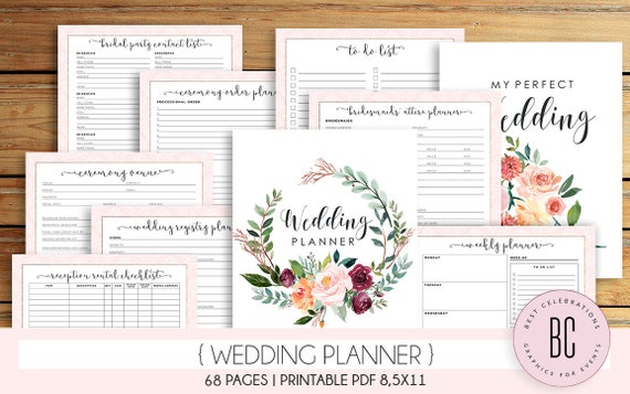 Wedding Planner Printable, Wedding Planning Book, Printable Wedding Planner,  Wedding Binder Template, Engagement Gift Ideas, PDF Download 