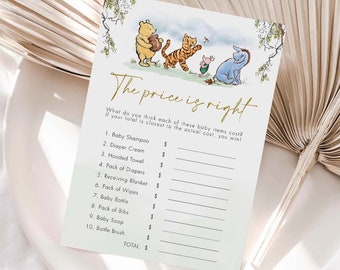 Winnie The Pooh The Price Is Right Shower Game , Classic Winnie the Pooh Baby Shower Games, Editable Winnie the Pooh Baby Shower Game #CWG