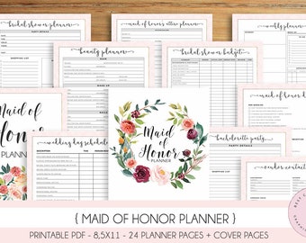 Maid of Honor Planner, Wedding Planner Printable, Bridesmaid Planner, Will You Be My Maid of Honor, PDF, DIY Notebook , PDF Download