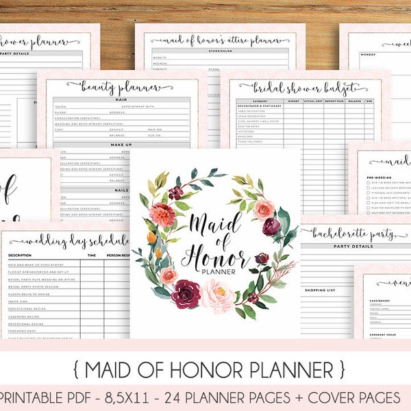 Maid of Honor Planner Printable - Etsy
