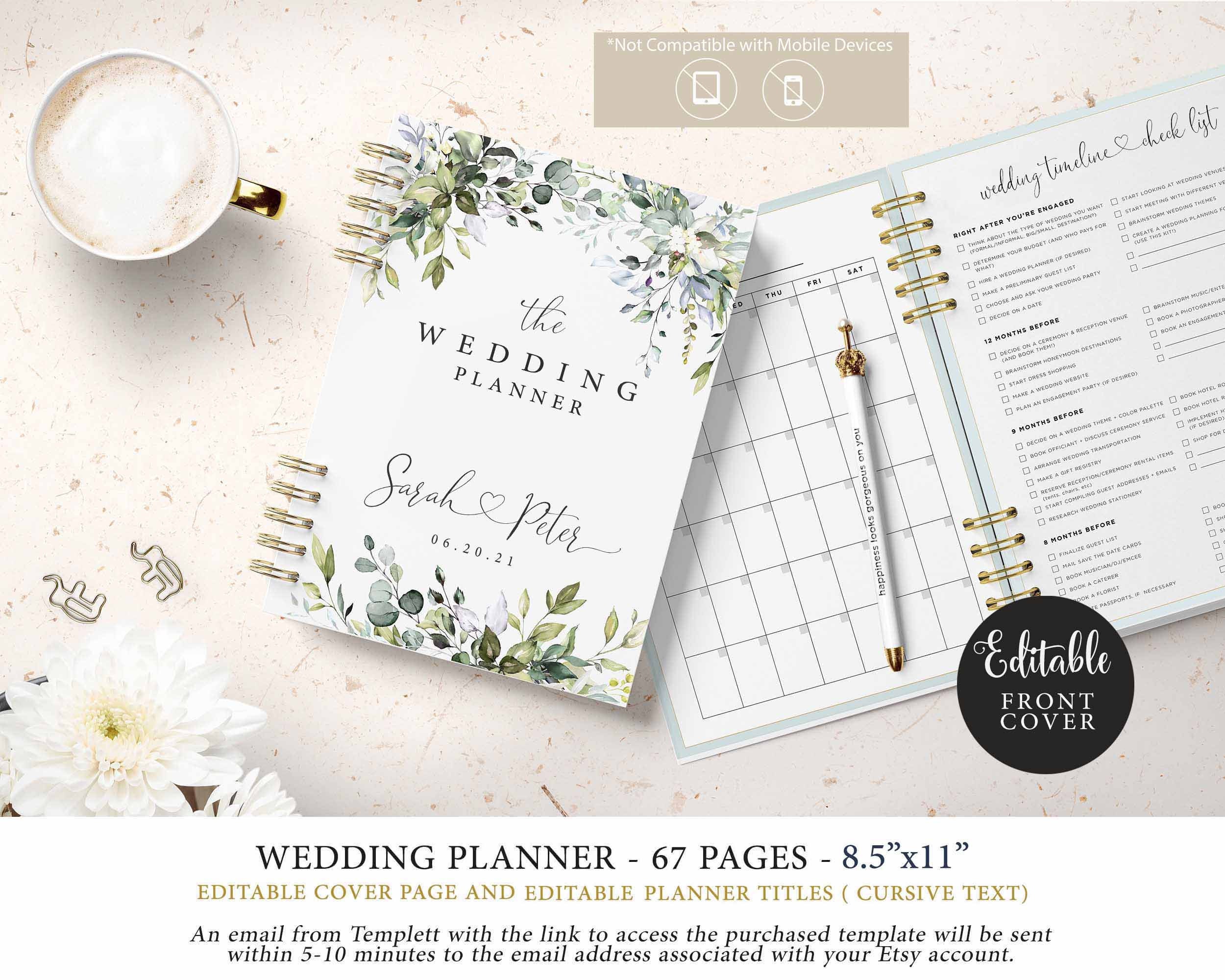 Wedding Planner Printable Editable Cover Editable Wedding Etsy