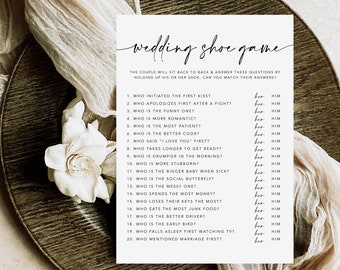 Wedding Shoe Game Template, Minimal Wedding Shower Game, Editable He Said She Said, The Shoe Game, Bridal Wedding Shower Fun Games, MM2