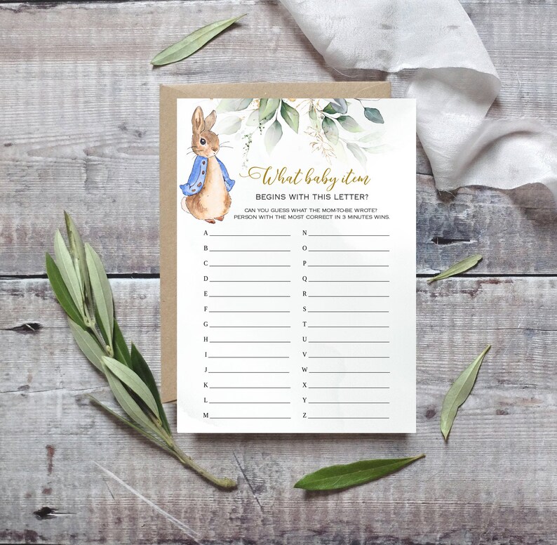 Peter Rabbit Baby Shower Game A to Z Baby Shower Game What Etsy Canada