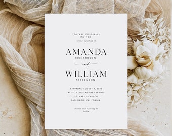 EDITABLE Minimal Wedding Invitation Template, Printable Wedding Invitation Card, 100% Editable Template, Simple Invitation #MM2