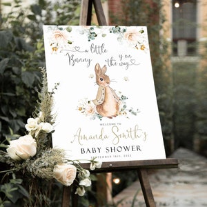 Peter Rabbit Gender Neutral Baby Shower Welcome Sign, Editable Baby ...