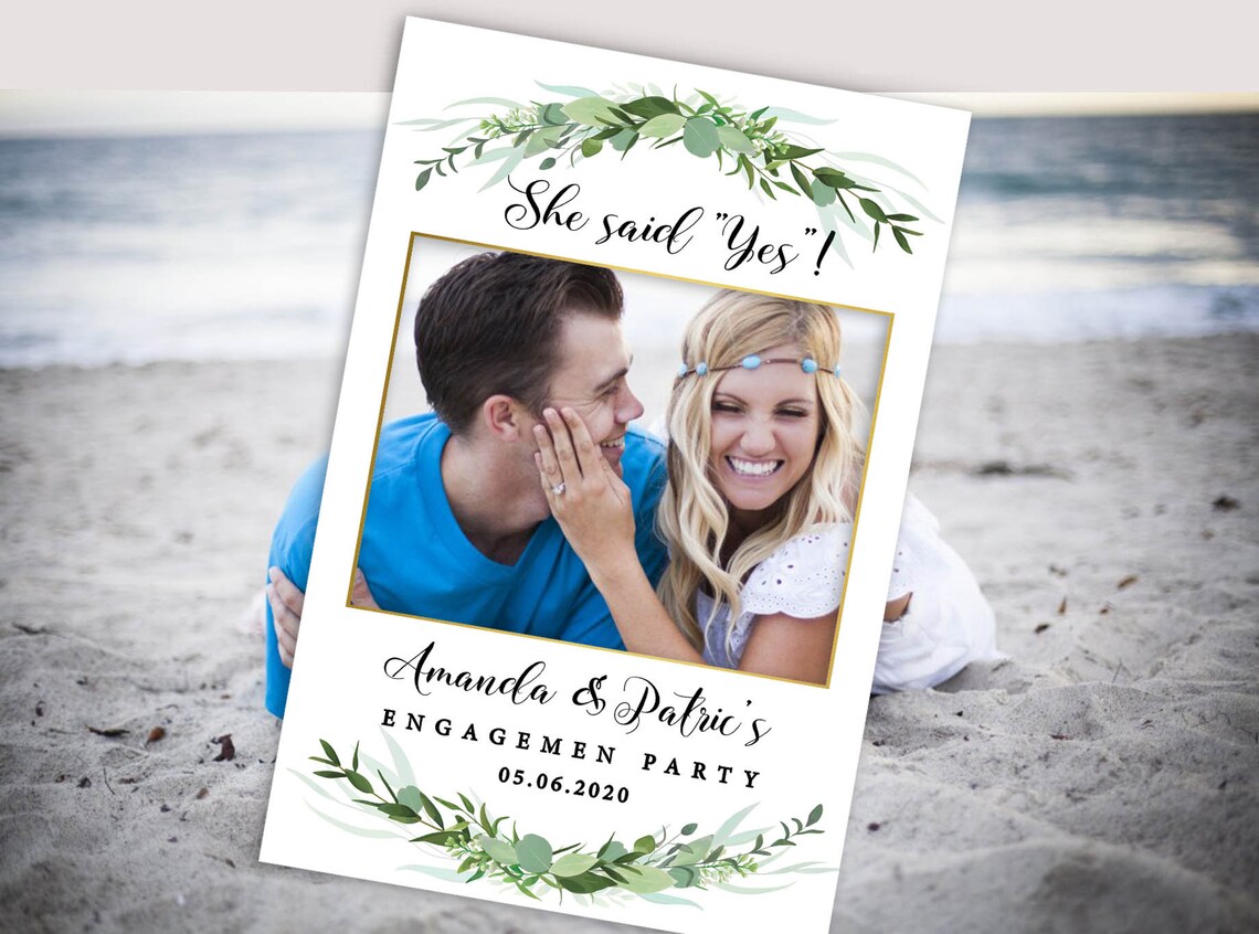Editable Engagement Photo Prop Engagement Photo Booth Frame Etsy
