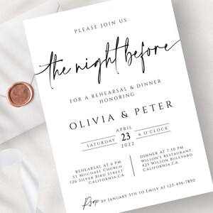 Minimal Wedding Rehearsal Template , EDITABLE The Night Before Rehearsal Dinner Invitation, Modern Rehearsal Invite, Templett #MML1