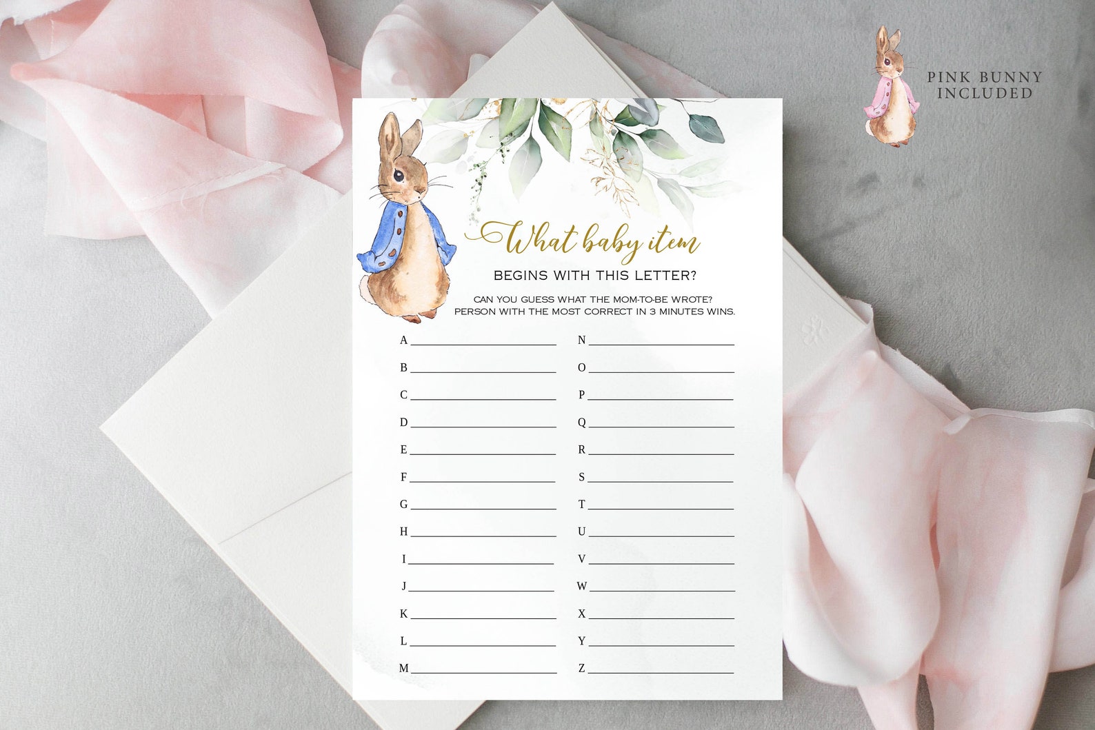 Peter Rabbit Baby Shower Game A to Z Baby Shower Game What Etsy Canada