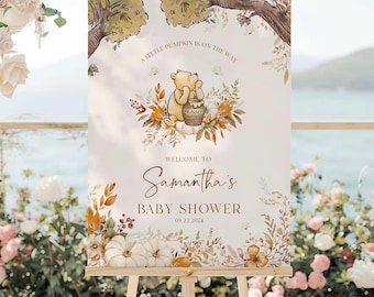 Winnie the Pooh Baby Shower Welcome Sign – Autumn Printable Editable Template