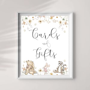 Letreros y tarjetas de regalo de Winnie The Pooh, letreros y tarjetas de género neutro, decoraciones para fiestas, 8 x 10 Jpeg y PDF, You Print, #WTPG