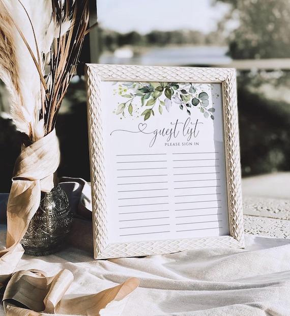 Wedding Guest Sign In Sheet