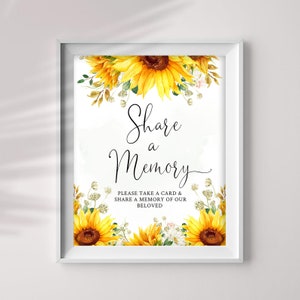 Cartes et panneaux de partage de tournesols, modèle de série de partage de photos, téléchargement immédiat, panneau et cartes, femmes, modèle de nécrologie #FNRL