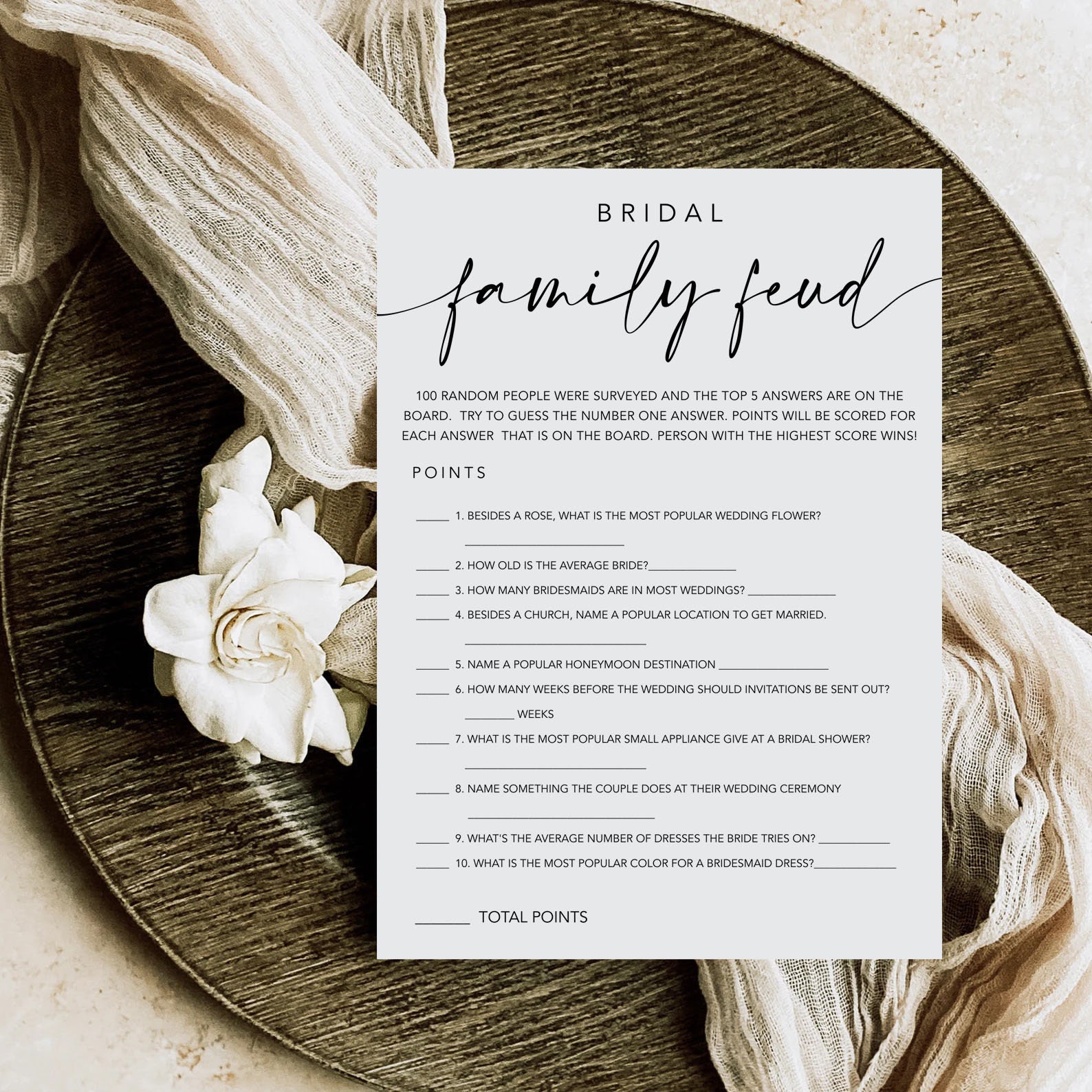 Pazag Bridal Shower Friendly Feud Quiz Game – Trivia Cards, Wedding Shower Supplies