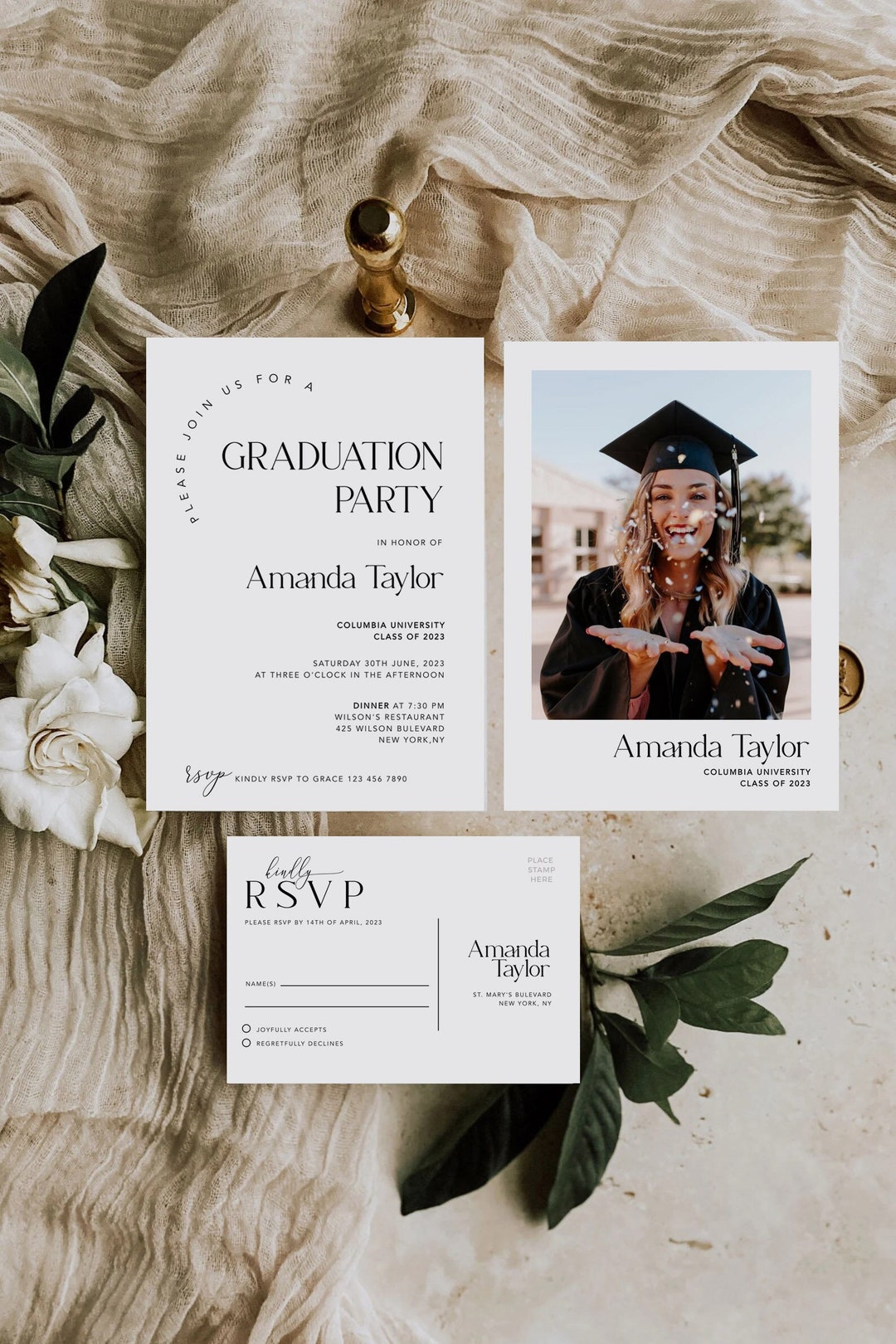 Graduation Invitation Template Minimalist Graduation RSVP Card Modern ...