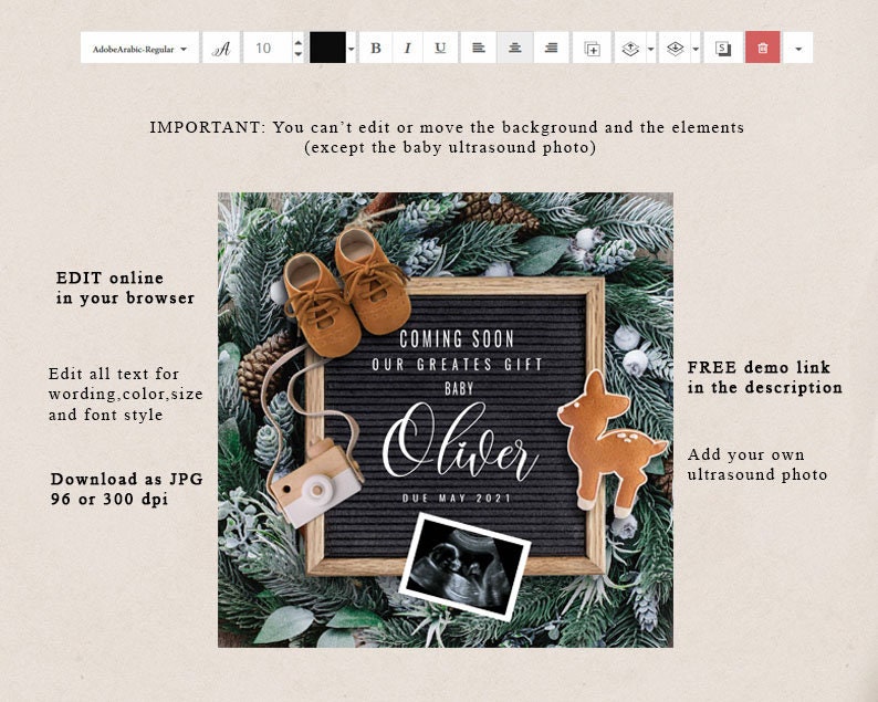 Winter Baby Announcement Pregnancy Announcement Social Media Etsy