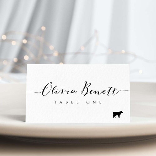 Minimalist Place Card Template Printable Dandelion Wedding - Etsy