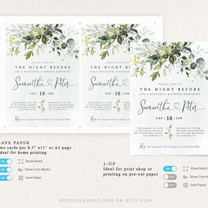 CHLOE Wedding Rehearsal Template Greenery Wedding Rehearsal Download Dinner Rehearsal Dinner Invitation Rustic Rehearsal Invite, Templett imagem 4