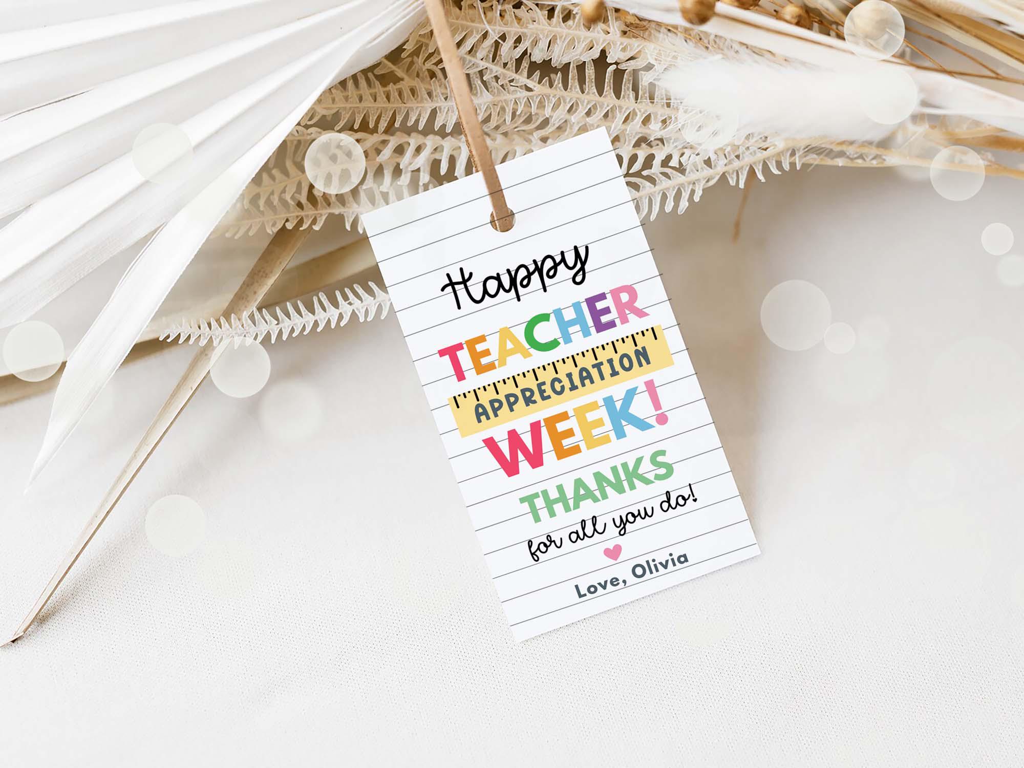 Editable Teacher Appreciation Gift Tag: Printable Thank You Label ...