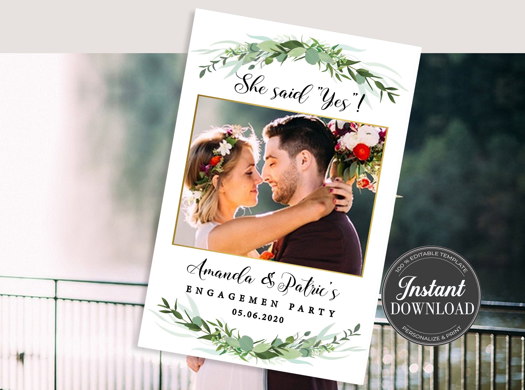 Editable Engagement Photo Prop Engagement Photo Booth Frame Etsy