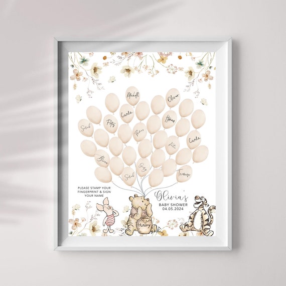 Winnie The Pooh Baby Shower Guest Book: Fingerprint Tree (Printable)