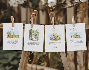 Winnie The Pooh Quotes: Baby Shower Party Decoration (Editable Printable Templates)