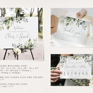 CHLOE Collection Eucalyptus Wedding Template Kit, Greenery Wedding Stationery Bundle, Wedding Invitation Set, Invitation Template Set image 5