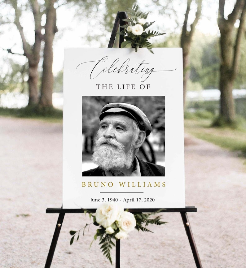 Funeral Welcome Sign Template, Editable Celebration of Life Poster, Printable Memorial Sign (Canva PDF)