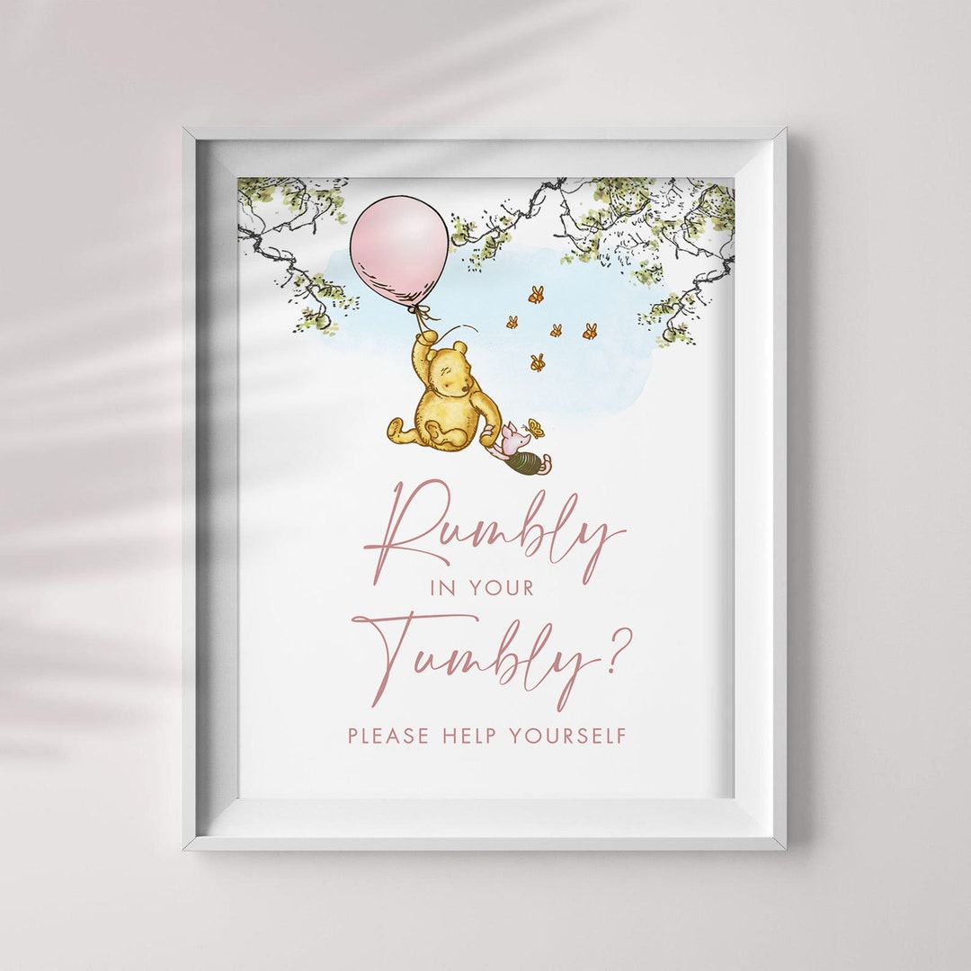 Classic Winnie the Pooh Rumbly in Your Tumbly, Printable Party Sign ...