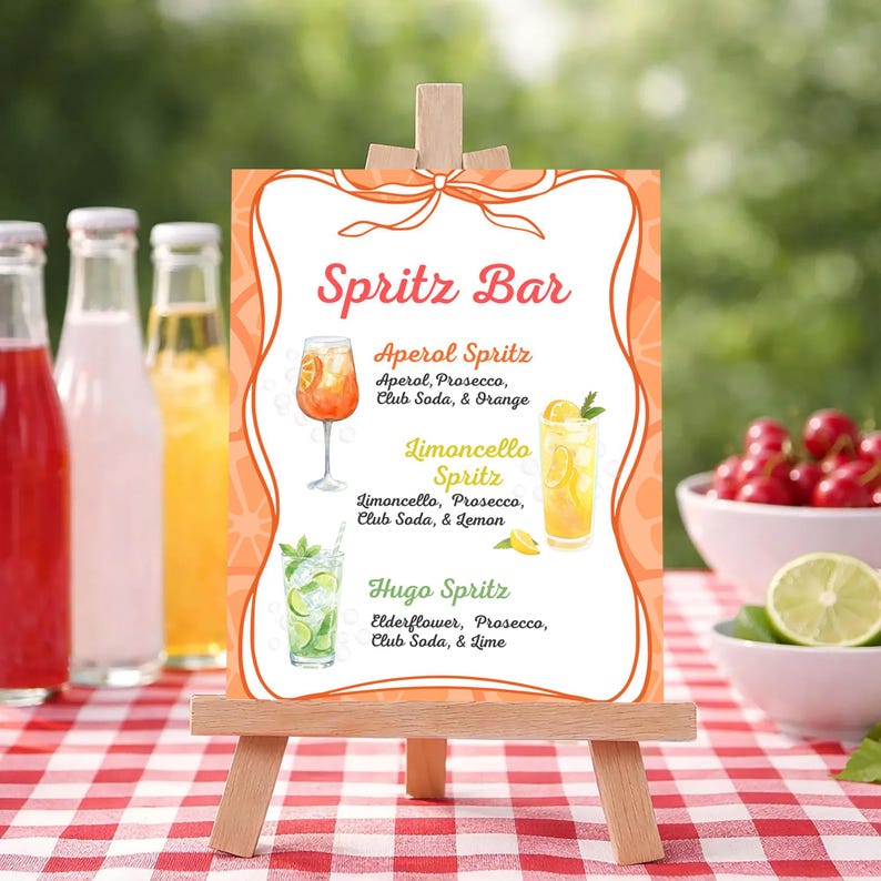 Aperol Spritz Bar Sign, Cocktails Signature Drink, Bar Menu Template ...