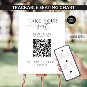 Seating Chart with QR Code Sign Template, Editable Wedding Alphabetical Guest Seating Website, Minimalist Find Your Seat Sign image 13