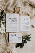 Minimalist Wedding Invitation Template \u2013 Editable Canva Suite with QR RSVP (Printable Digital)