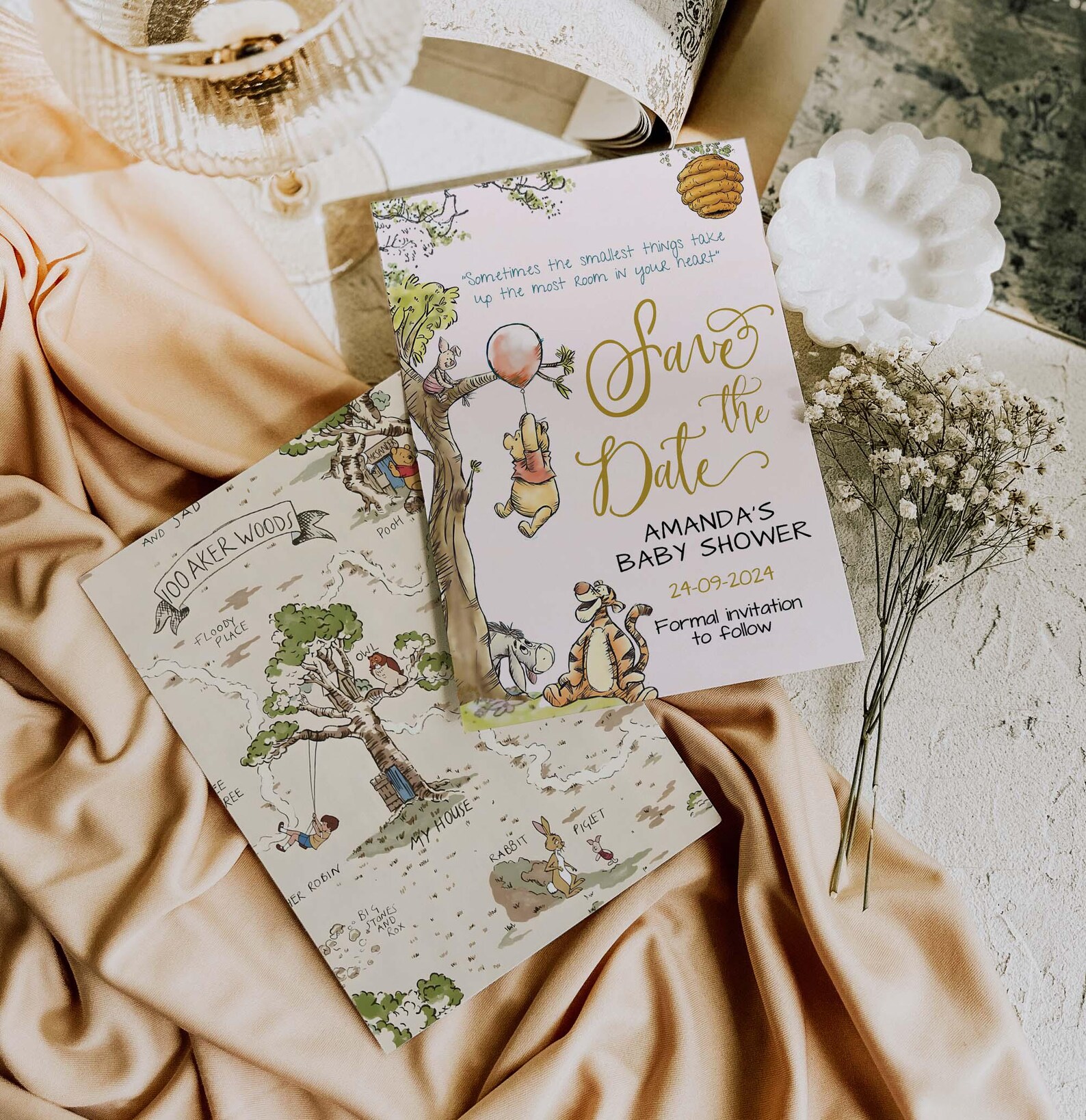 Rwp Card Winnie the Pooh Save the Date Card: Baby Shower Template (canva ...