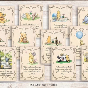 Classic Winnie The Pooh Quote, 12 Quotes Digital Bundle 5"x7", 4"x6" Baby Shower, Birthday Banner Centerpiece, Poster Decoration, Sold as is