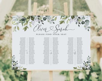 Floral Wedding Seating Chart Template: Long Table Plan (You Print)