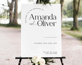 Minimal Wedding Welcome Sign, Minimalist Wedding Reception Sign, Modern Large Poster, Simple Editable Wedding Template, #MM2