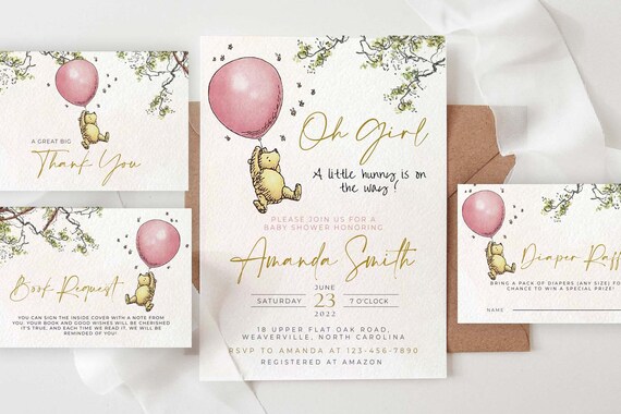 Succulent Winnie the Pooh Baby Shower Invitation Games - Pooh Bear