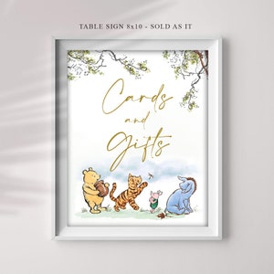 Enseigne classique pour cartes et cadeaux Winnie l'ourson, cartes imprimables et cadeaux, décorations d'enseigne de fête, Jpeg et Pdf 8 x 10, à imprimer, CWG