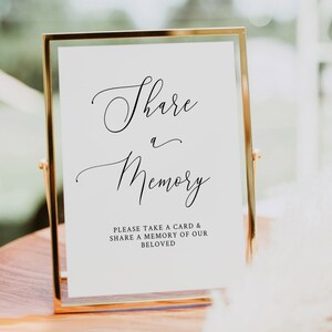 Letrero y tarjetas para compartir un recuerdo en el funeral, plantilla para compartir un recuerdo con fotos, descarga instantánea, letrero y tarjetas, mujeres, plantilla de obituario #FNRL
